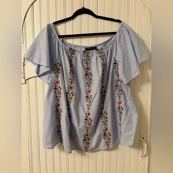 Lane Bryant Embroidered Off Shoulder Blouse | Blue | Size 14/16 - Picture 1 of 6